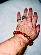 Red Coral, Red Jasper and Tiger-eye Bracelet