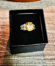 Women's .999 Turkish Silver 2.6 CTW Baguette Cut Citrine, with 0.040 Carat Diamonds Size 7