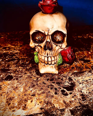 Hand Poured, Hand Painted Skull and Roses