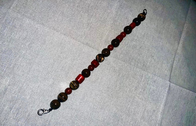 Red Coral, Red Jasper and Tiger-eye Bracelet