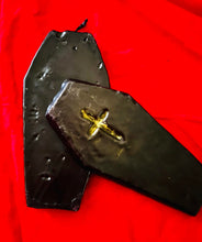 Black Coffin Candle with effigy and Cross