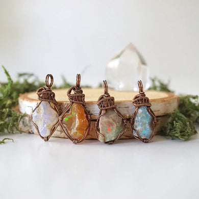 Raw Fire Opal Necklace - Fire Opal Pendant