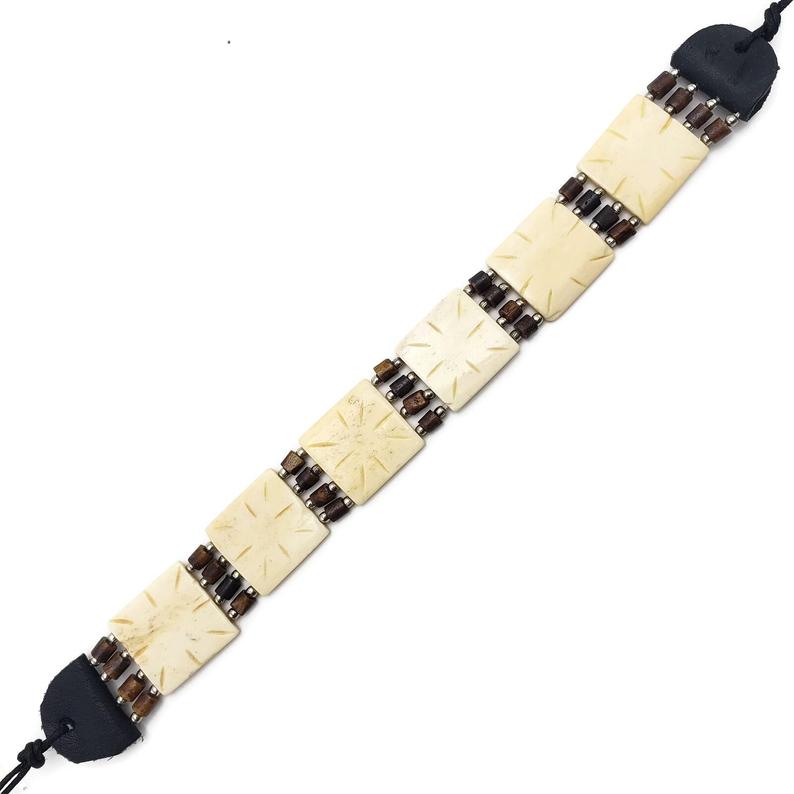 Brown Beaded Bone Choker