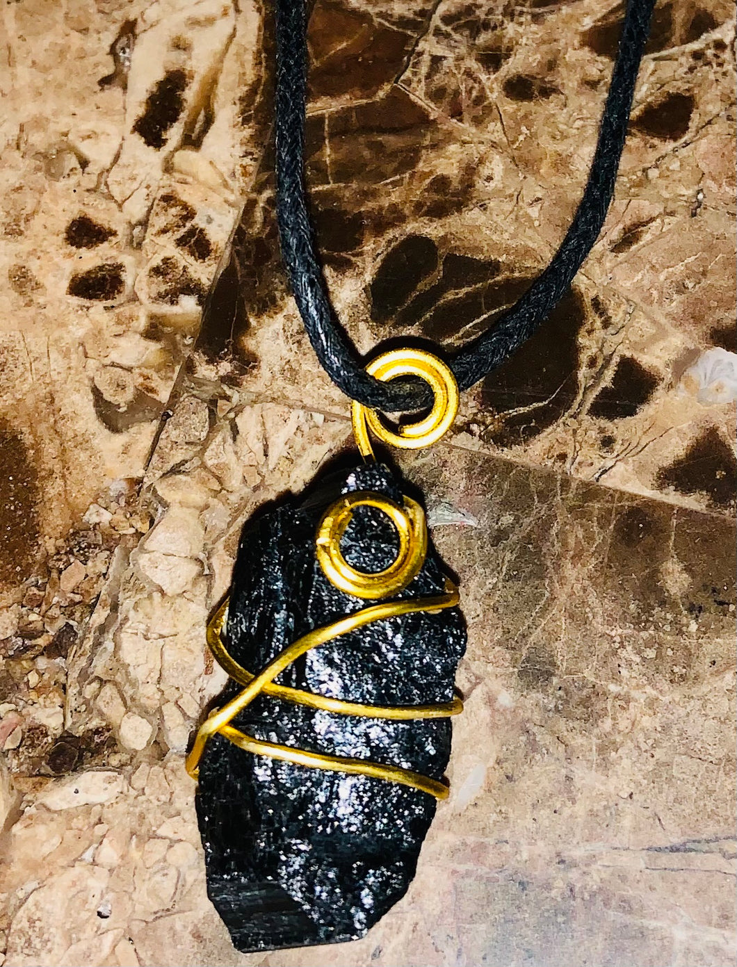 Black Tourmaline in Wire Wrap